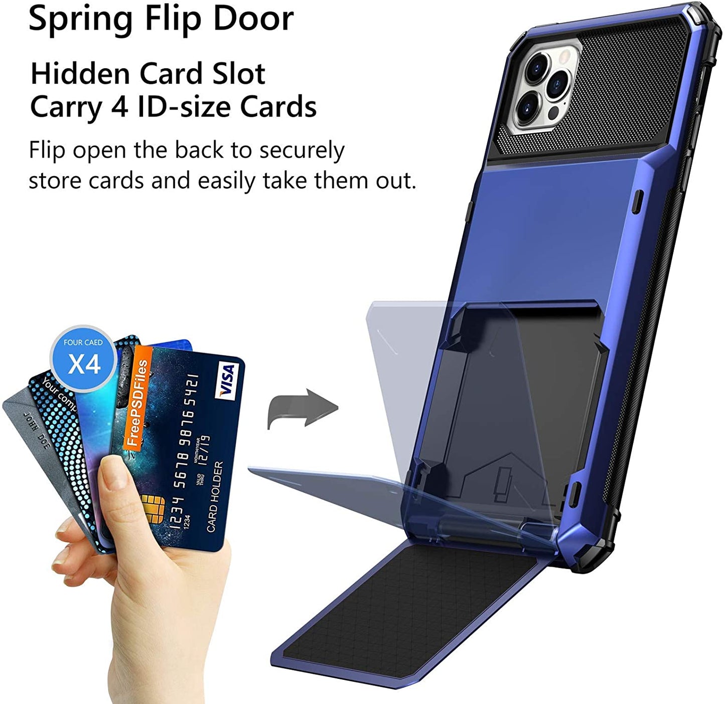 For iPhone 14 Pro Max Card Slots Wallet Case Cover Slide Armor Wallet Card Slots Holder